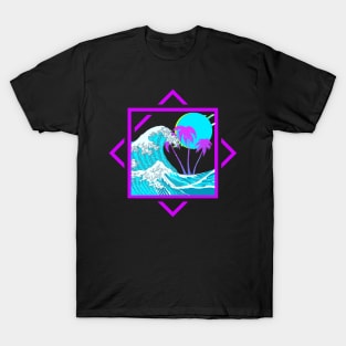 Vaporwave Aesthetic Great Wave Off Kanagawa Paradise Sunset Otaku Gift T-Shirt